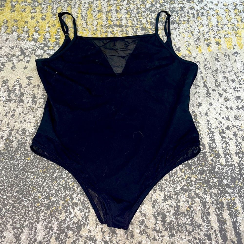by the way. size M black bodysuit with mesh NEW